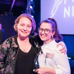 Australian tech entrepreneur Leanne Kemp with Earth Offset founder Ashley Baxter at the ilab Accelerator Pitch Night.