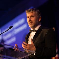 Tiny CEO Andrew Roberts accepts  the 2019 Innovation Awards at the Australian American Chamber of Commerce Australia Day Gala and Innovation Awards.   